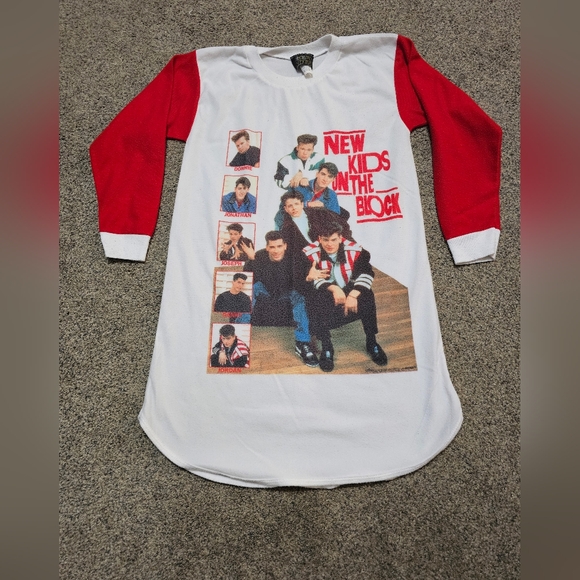 Vintage 1990 NKOTB New Kids On The Block Pajama Night Shirt Rock Nites OSFA - Picture 2 of 6